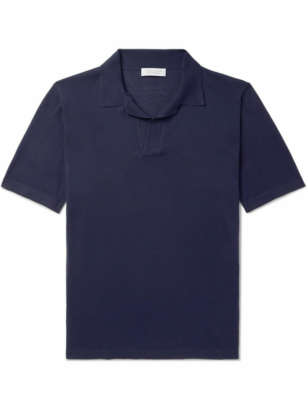 Photo: Gabriela Hearst - Stendhal Merino Wool Polo Shirt - Blue