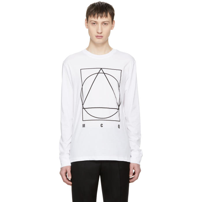 Photo: McQ Alexander McQueen White Long Sleeve Glyph Icon T-Shirt 