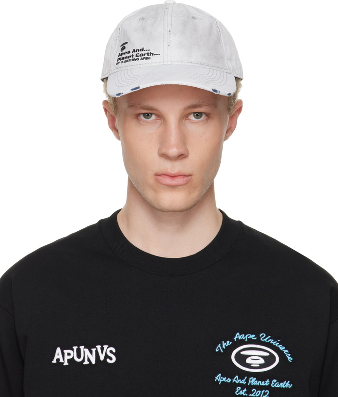 Photo: AAPE by A Bathing Ape Off-White Distressed Logo Cap