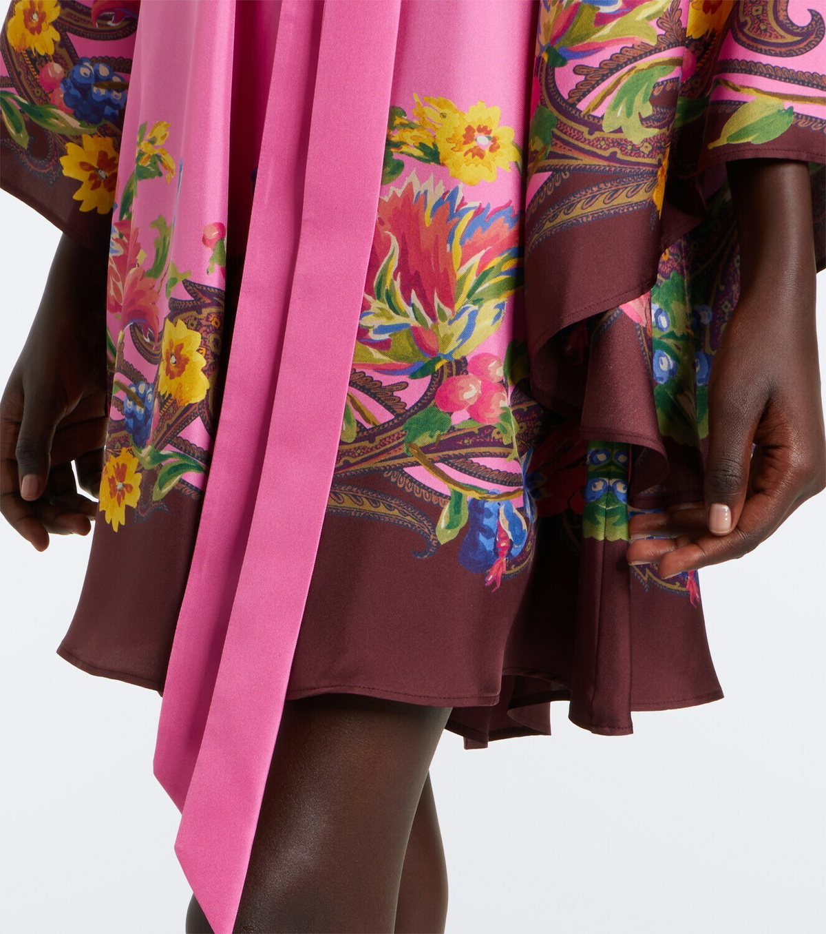 Etro Belted floral silk satin minidress
