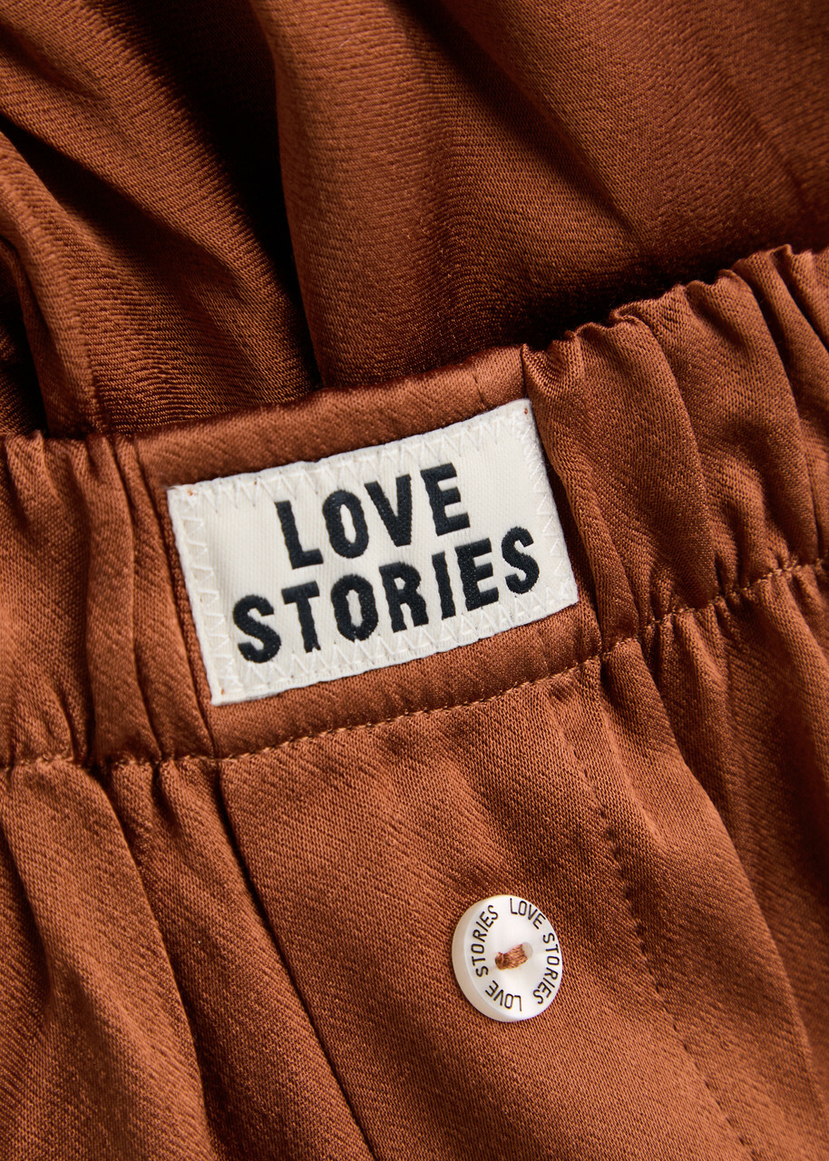 Love Stories James Satin Pyjama Shorts Brown