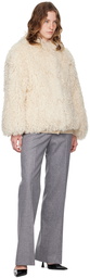 MSGM Off-White Hooded Faux-Fur Jacket