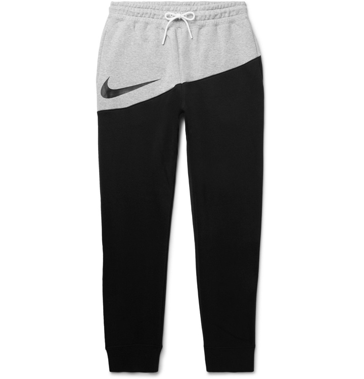 Photo: Nike - Logo-Print Fleece-Back Cotton-Blend Jersey Sweatpants - Black
