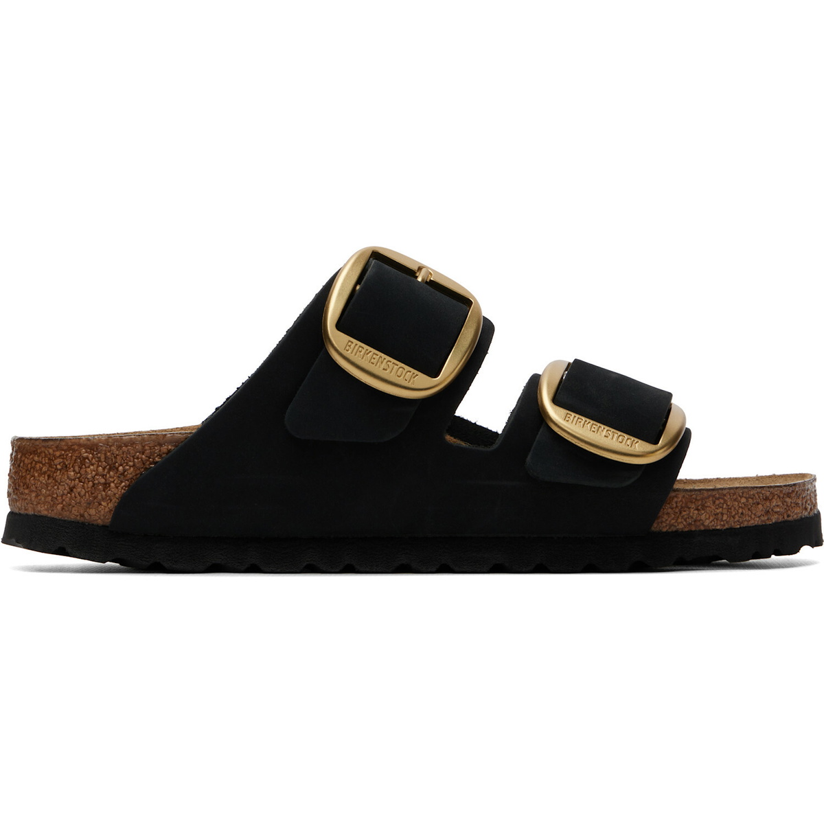 Birkenstock Black Narrow Arizona Big Buckle Nubuck Sandals