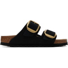 Birkenstock Black Narrow Arizona Big Buckle Nubuck Sandals