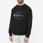 Calvin Klein Men's Two Tone Monogram Crew Neck in Black