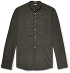 Massimo Alba - Vasells Grandad-Collar Poplin-Trimmed Modal and Cotton-Blend Twill Half-Placket Shirt - Men - Army green