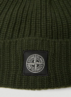 Compass Patch Beanie Hat in Dark Green