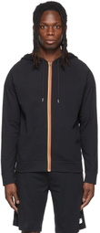 Paul Smith Black Jersey Tape Zip Hoodie