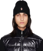 Moncler Grenoble Black Embroidered Beanie