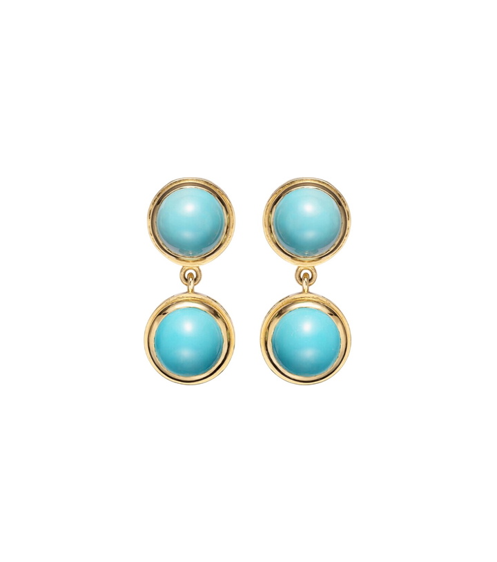 Photo: Ileana Makri 18kt gold drop earrings with turquoise and tsavorites