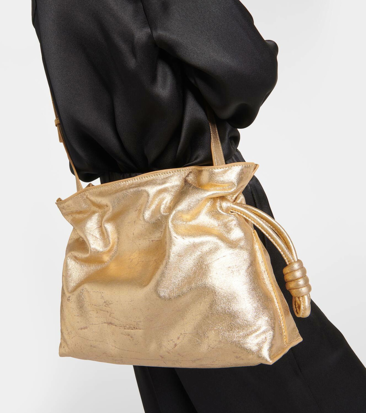 24AW new/LOEWE フラメンコフリンジメタリッククラッチ Bag Gold Loewe Flamenco fringed metallic leather clutch Loewe