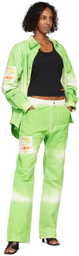 Heron Preston Green Tie-Dye Label Shirt