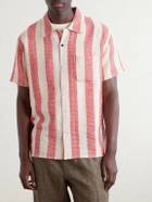 Kardo - Camp-Collar Striped Cotton Shirt - Red