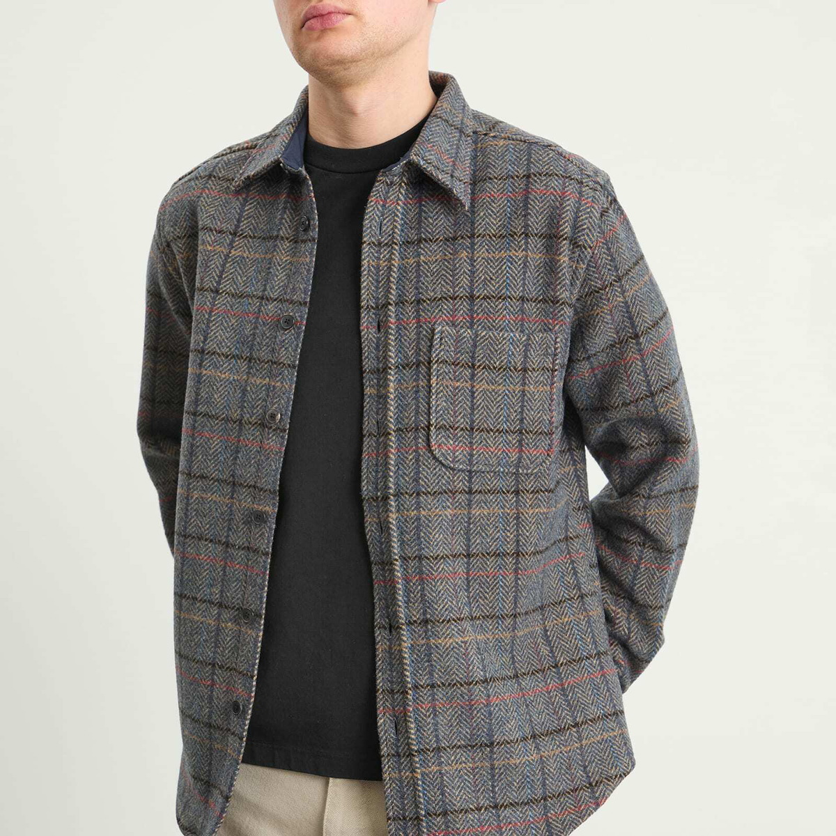 Portuguese Flannel Men's Type Tweed Overshirt in Grey