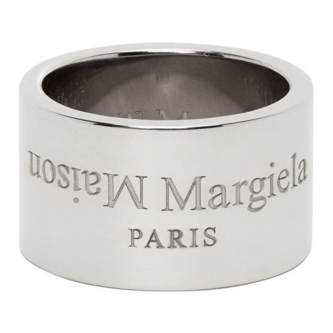 Photo: Maison Margiela Silver Polished Wide Logo Ring
