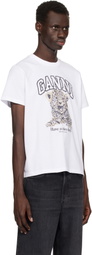 GANNI White Basic Jersey Leopard Relaxed T-shirt