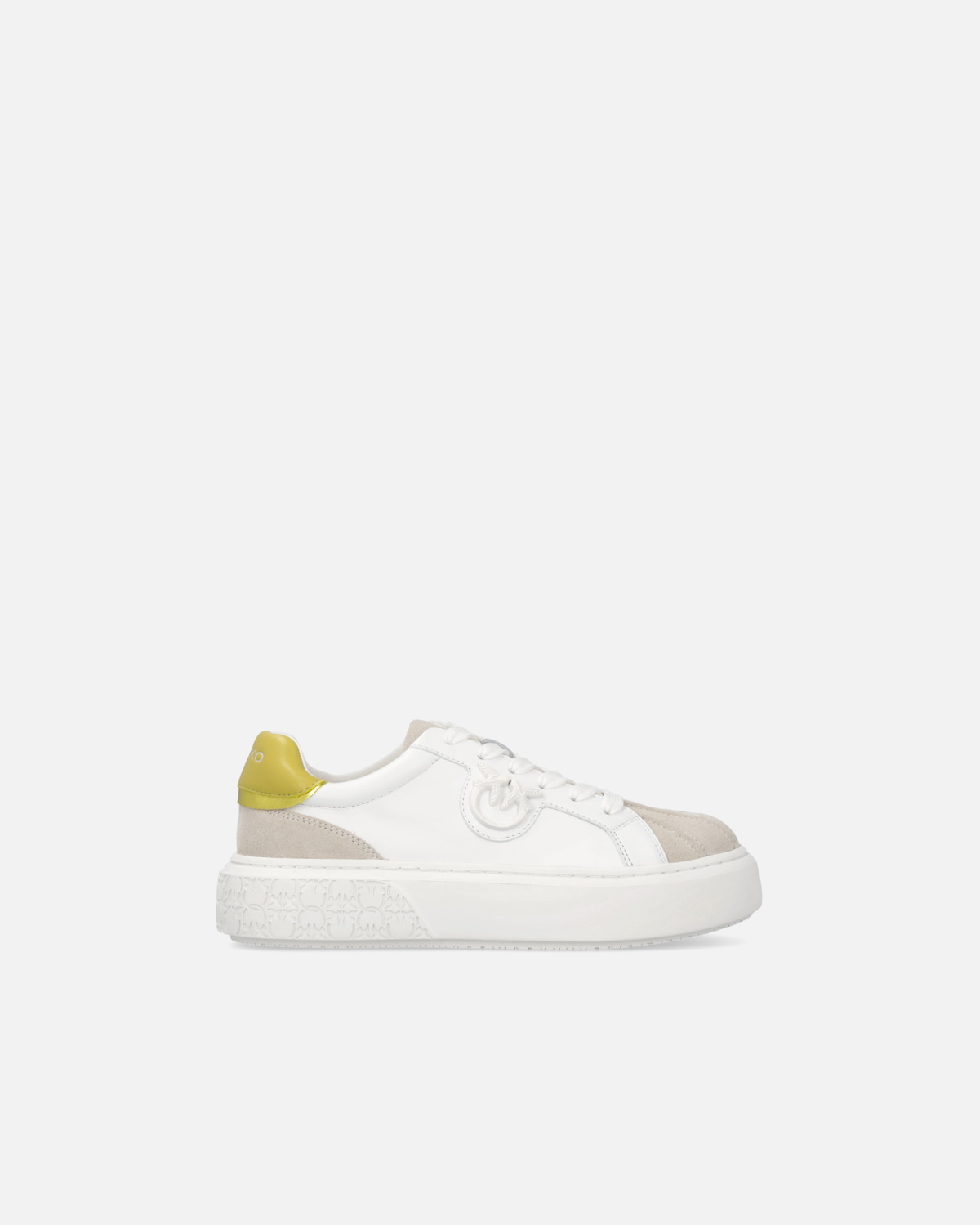 Pinko Sneakers With Platform Sole And Coloured Heel White/Lime