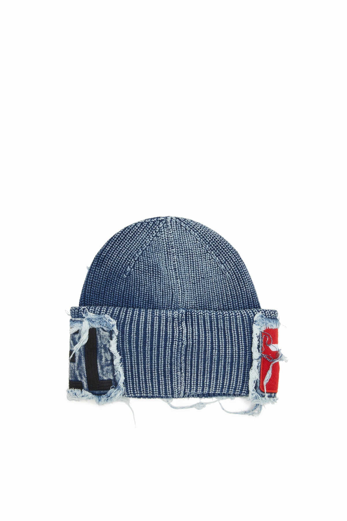 Diesel Denim effect beanie with bold patch detail - Knit caps - Unisex - Blue