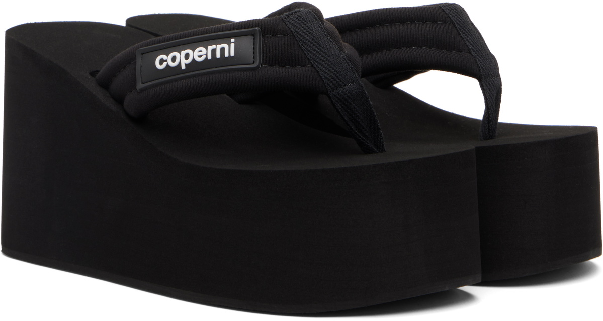 Coperni Black Branded Wedge Sandals