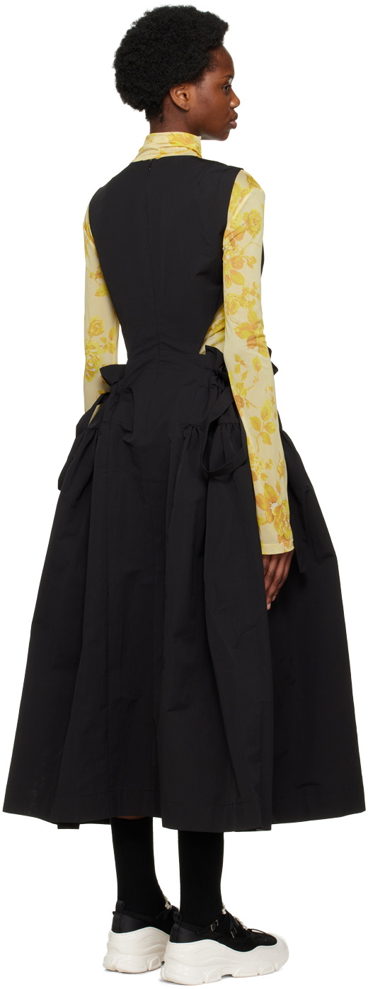 MINJUKIM Black Waist Cutting Maxi Dress