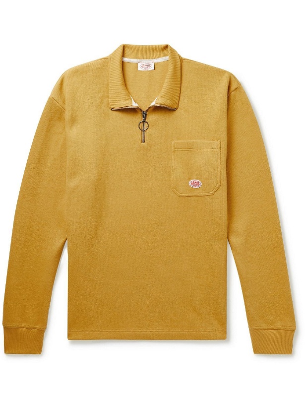 Photo: Armor Lux - Logo-Appliquéd Organic Cotton-Jersey Half-Zip Sweatshirt - Yellow
