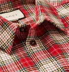 Gucci - Embroidered Checked Cotton-Twill Shirt - Men - Red