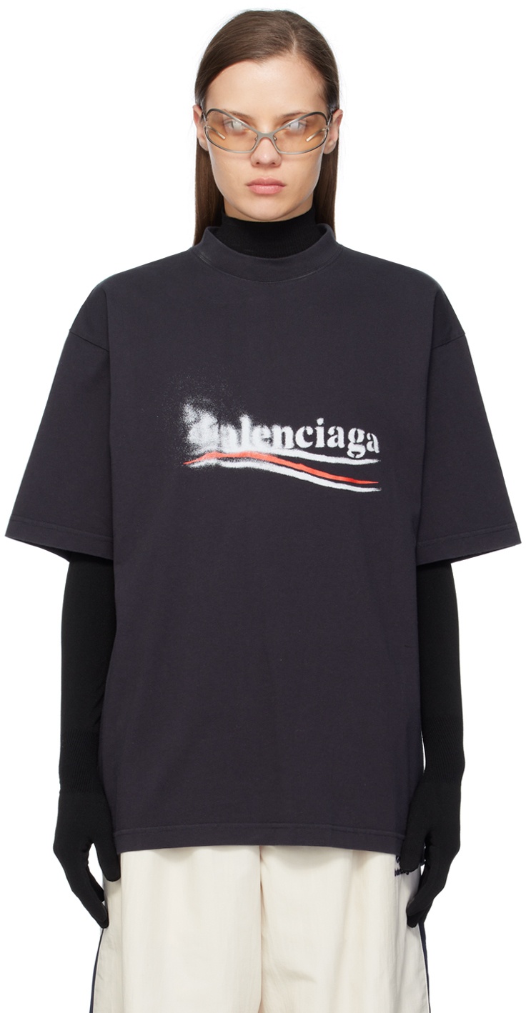 Photo: Balenciaga Black Political Stencil T-Shirt