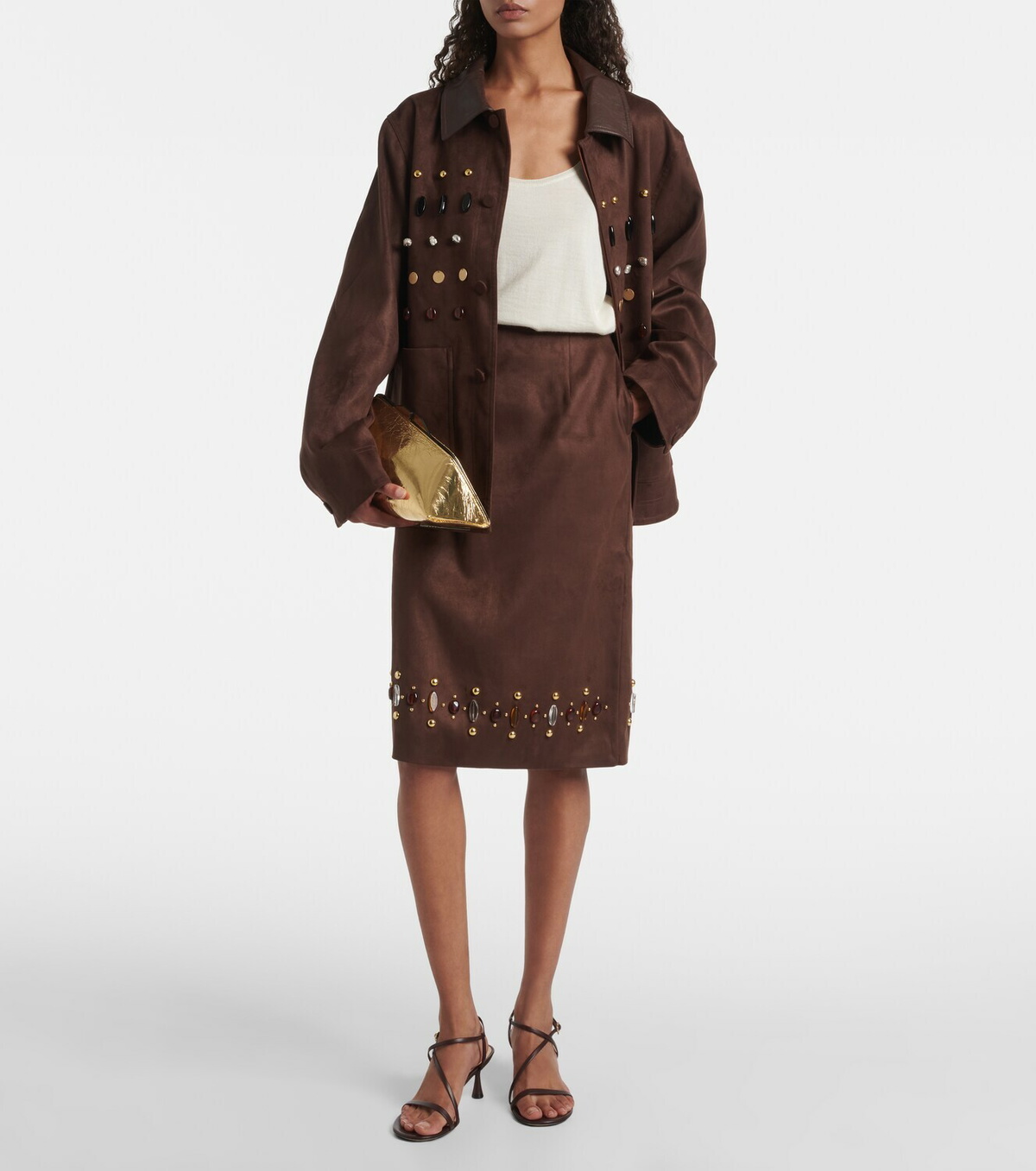 Xu Zhi Embellished faux suede jacket