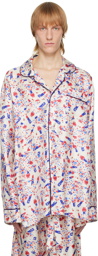 Maison Margiela White & Blue Ditsy Pyjama Shirt