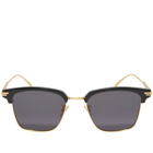 Bottega Veneta Eyewear Men's BV1007SK Sunglasses in Black/Gold/Grey
