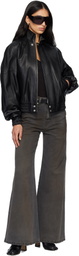 LU'U DAN Black Blouson Leather Jacket