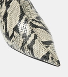 Ganni Snake-effect faux leather ankle boots
