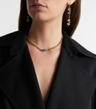 Ileana Makri 9kt white gold (375/1000) and sterling silver (925) beaded necklace with garnets and diamonds