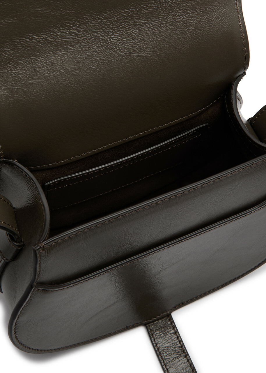 Chloe Marcie Small Glossed Leather Saddle bag - Dark Grey - One Size