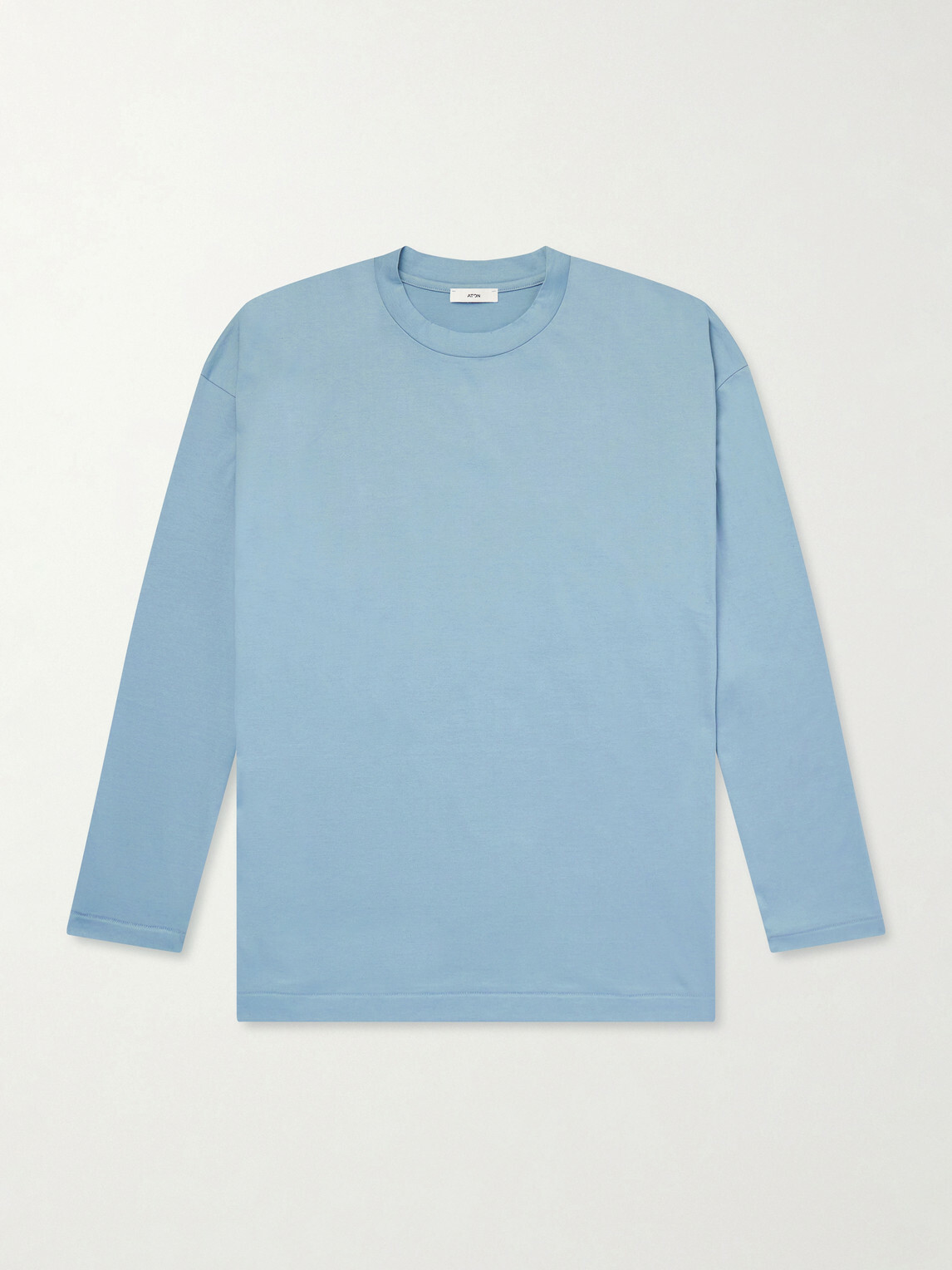 ATON - Suvin Cotton Long-Sleeved T-Shirt - Blue