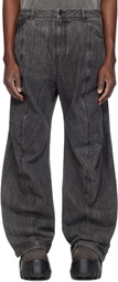 Juun.J Gray Washed Denim Front Seam Jeans