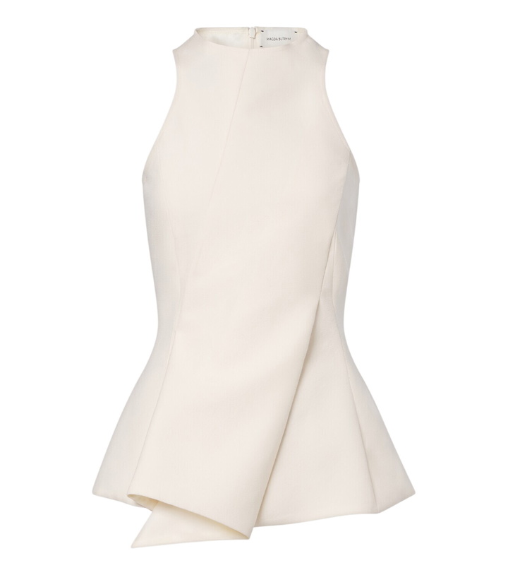 Photo: Magda Butrym Asymmetric peplum wool-blend top