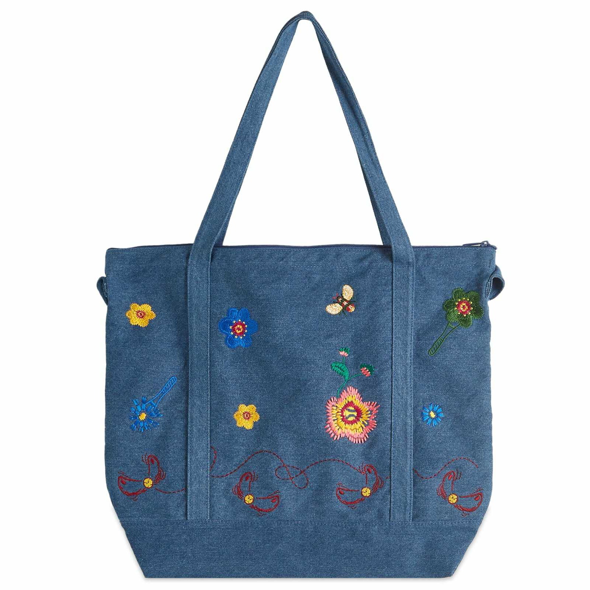 Palmes Men's Floral Tote Bag in Denim 
