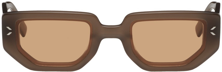 Photo: MCQ Brown Rectangular Sunglasses