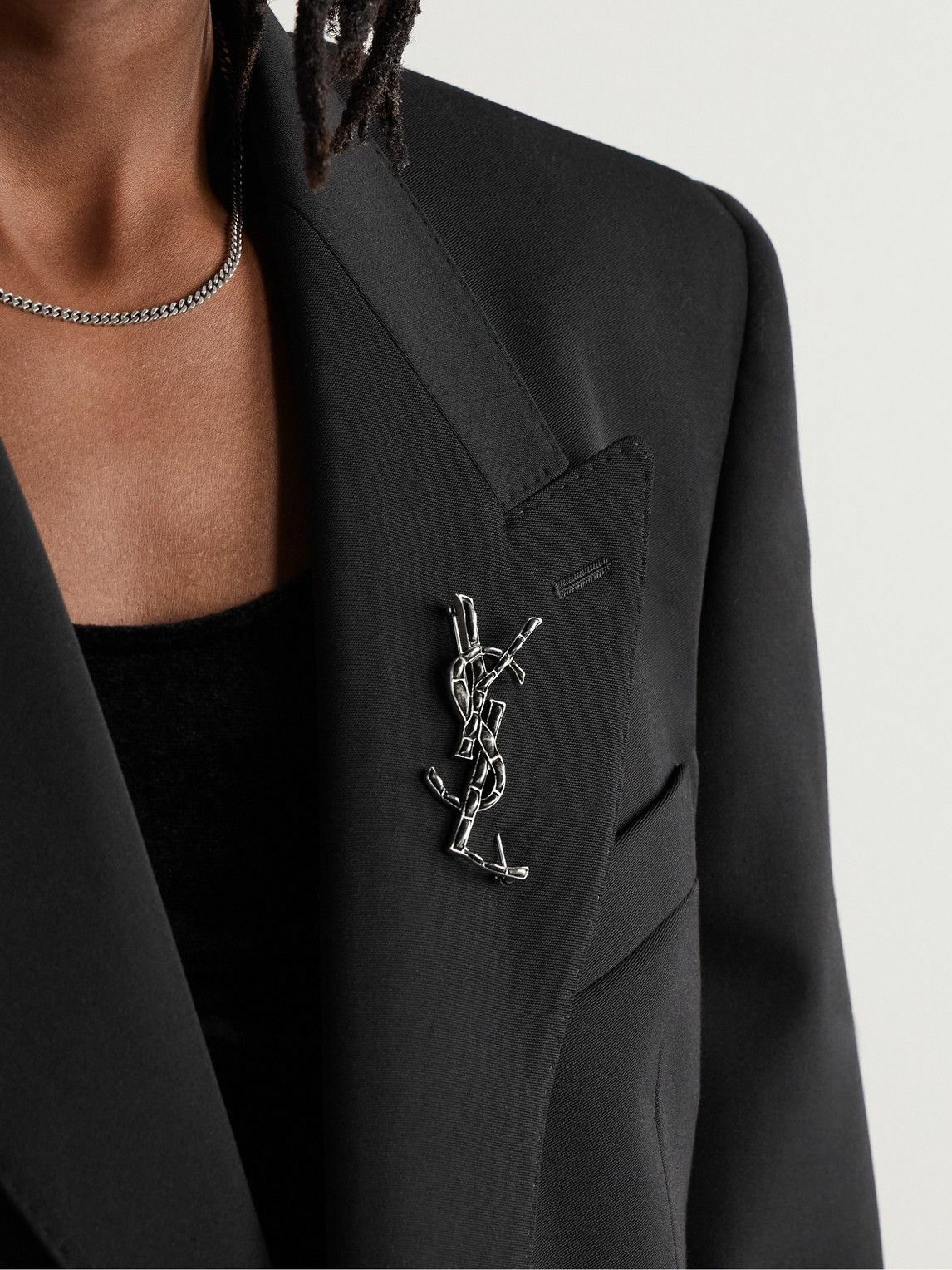 SAINT LAURENT Silver Tone Brooch Silver Saint Laurent