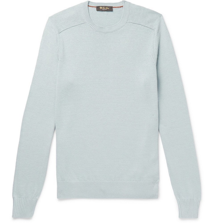 Photo: Loro Piana - Cotton and Silk-Blend Sweater - Blue