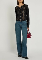 Free People Jae Lace-cutwork Cotton-blend top Black