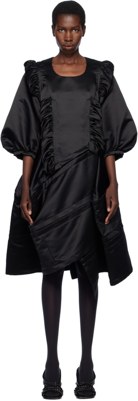 Photo: Comme des Garçons Comme des Garçons Black Polyester Satin Thick Midi Dress
