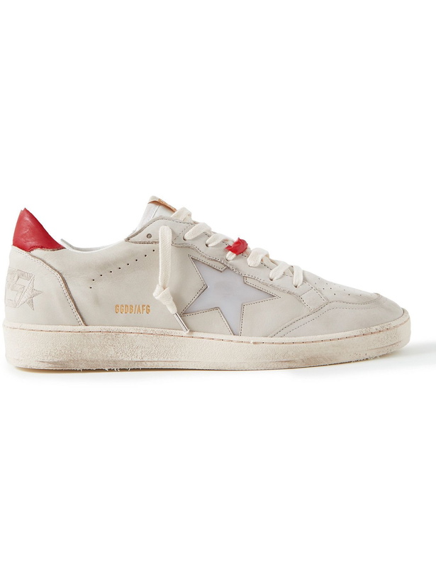 Photo: Golden Goose - Ballstar Distressed Nubuck Sneakers - Gray