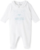 Kenzo Baby Two-Pack White & Blue Sleepsuits