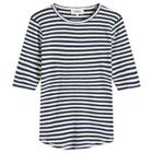 YMC Women's Earth Charlotte Short Sleeve Top in Navy-White