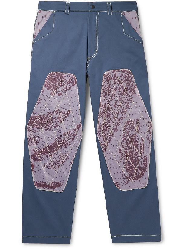 Photo: Paria Farzaneh - Kneed a Name Printed Shell-Panelled Twill Trousers - Blue