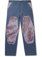 Paria Farzaneh - Kneed a Name Printed Shell-Panelled Twill Trousers - Blue