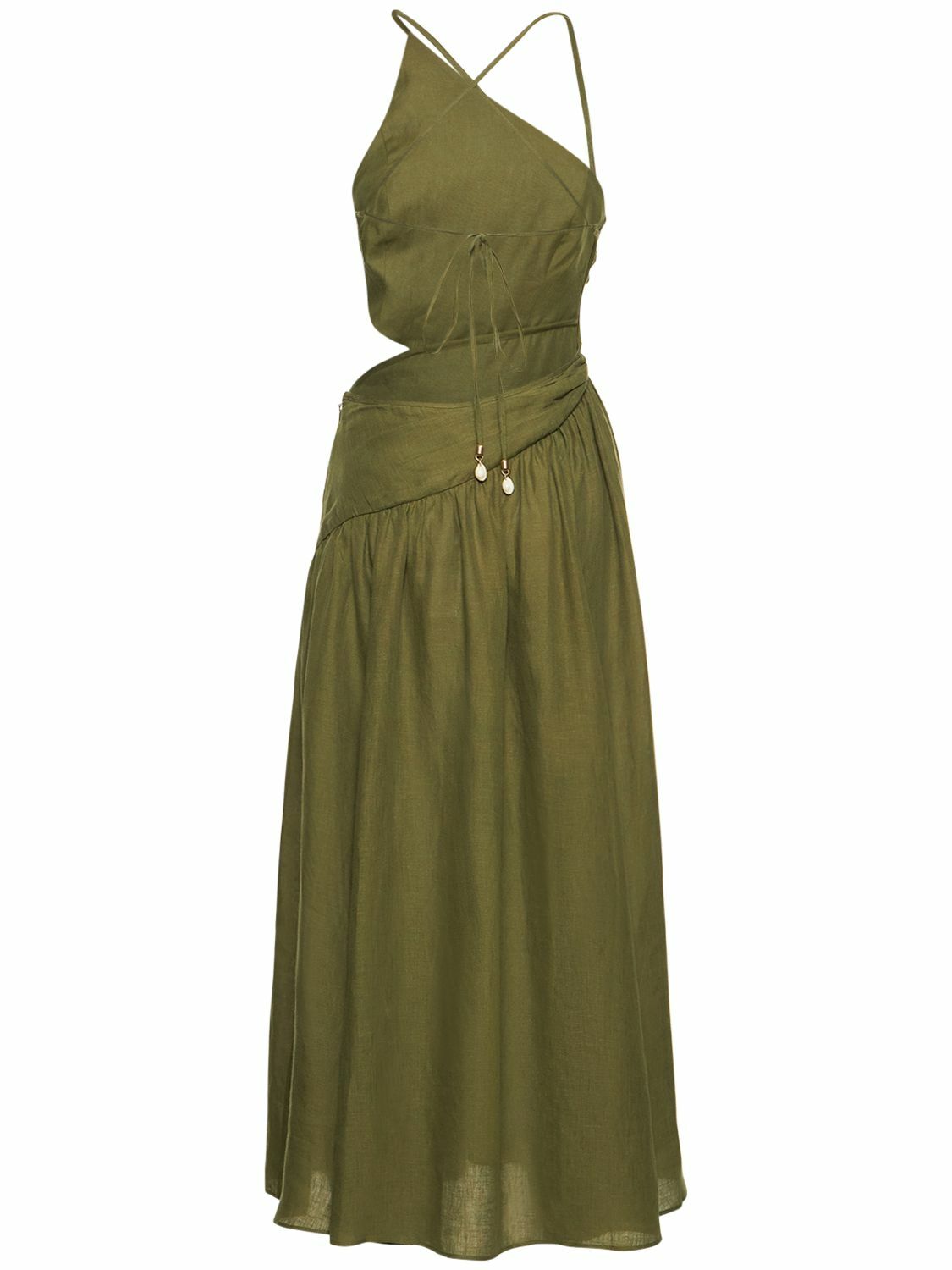 ZIMMERMANN Laurel Asymmetric Linen Midi Dress Zimmermann